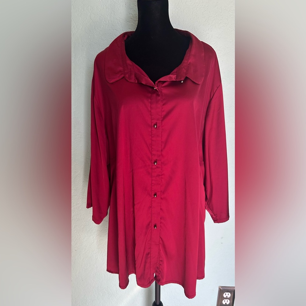 eShakti Deep Red Button-Down Shirt